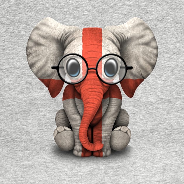 Baby Elephant with Glasses and English Flag by jeffbartels